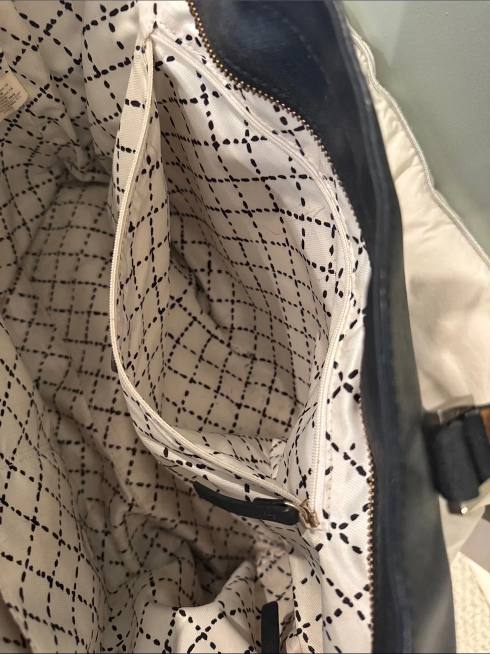 kate spade black leather tote with gold plaque